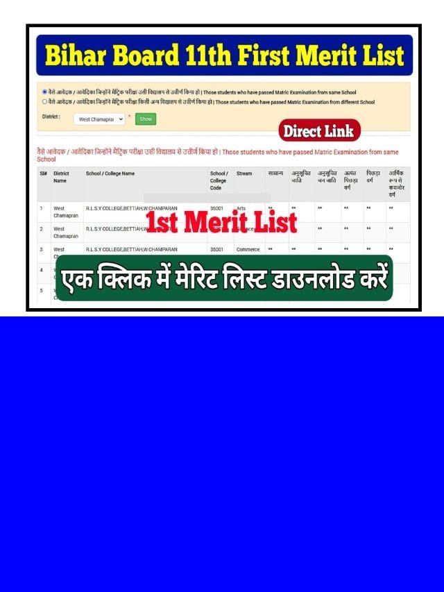 Bihar Board 11th 1st Merit List 2024: यहां से चेक करें पहली लिस्ट